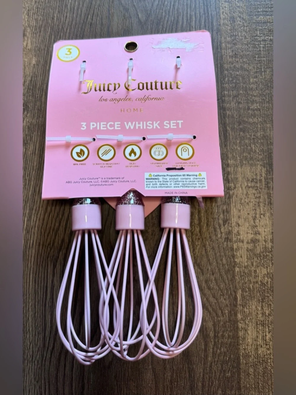 Juicy Couture Pink Silicone Kitchen Utensil & Whisk Set